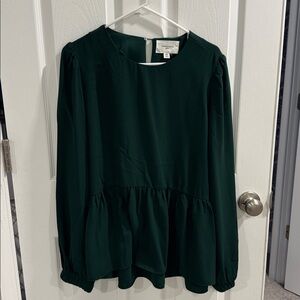 Pomander Place | NEW Hunter Green Carlota Peplum Blouse Size XL